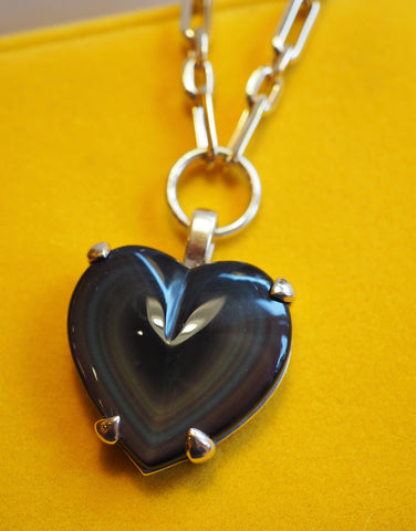 Rainbow Obsidian Heart Necklace