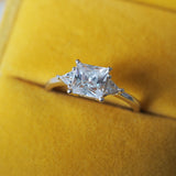 Princess & triangle Solitare Ring