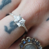 Princess & triangle Solitare Ring